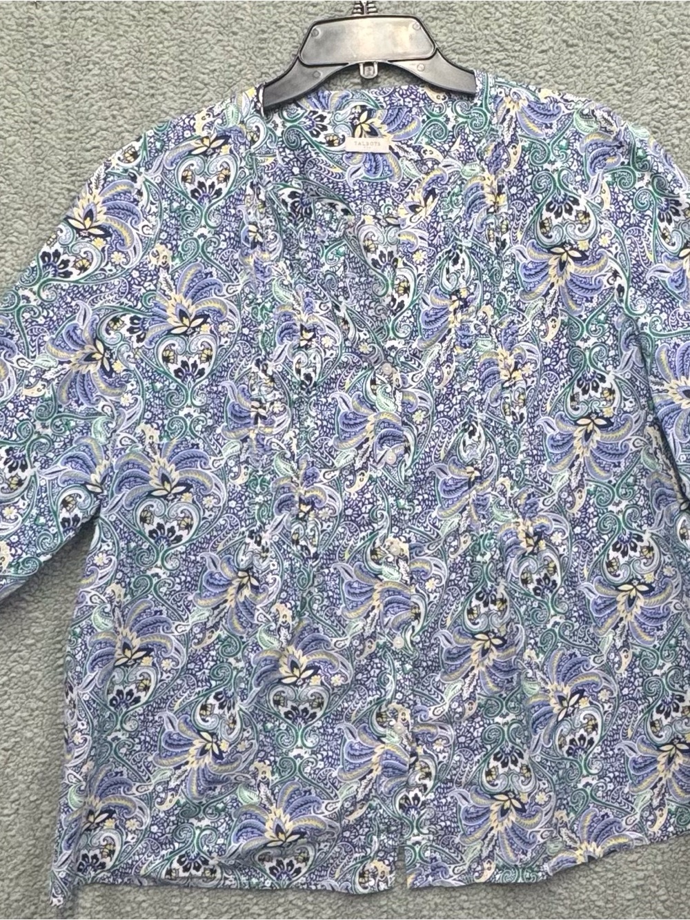 Talbots Paisley Button-Down Shirt in Blue, Green, Cream